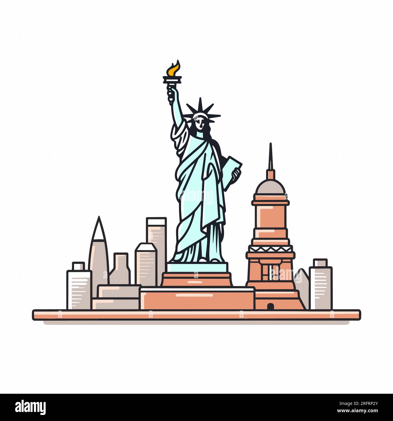 Statue of Liberty handdrawn comic illustration. Statue of Liberty
