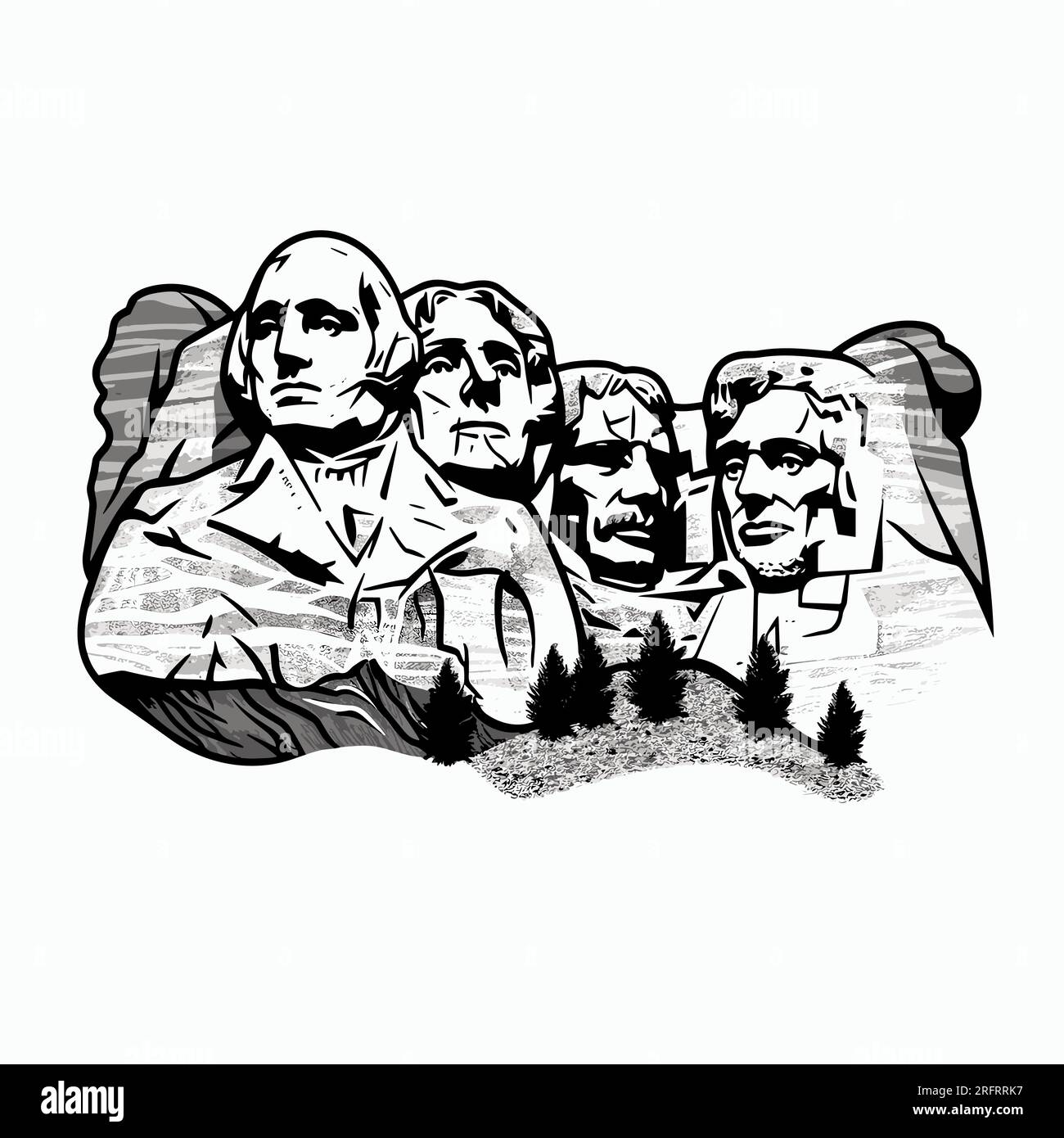 Mount Rushmore hand-drawn comic illustration. Mount Rushmore. Vector ...