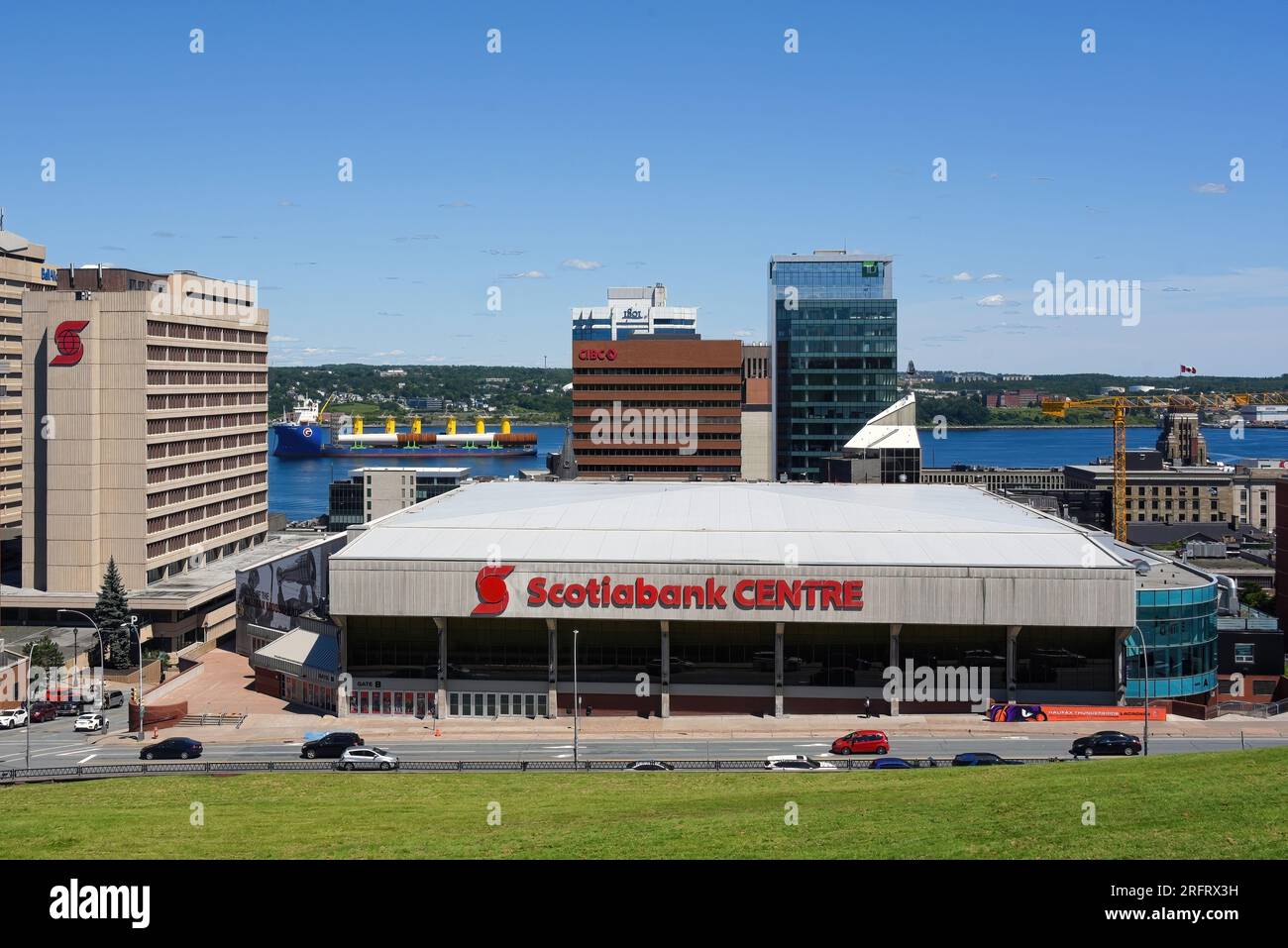 Halifax, Canada - August 2, 2023: View of Halifax including Scotiabank Centre arena, home of the Mooseheads of the Quebec Major Junior Hockey League, Stock Photo