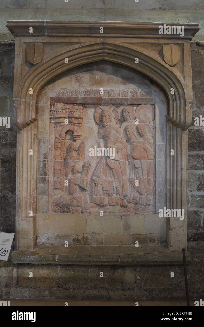 Chichester Reliefs, the Raising of Lazarus. Stock Photo