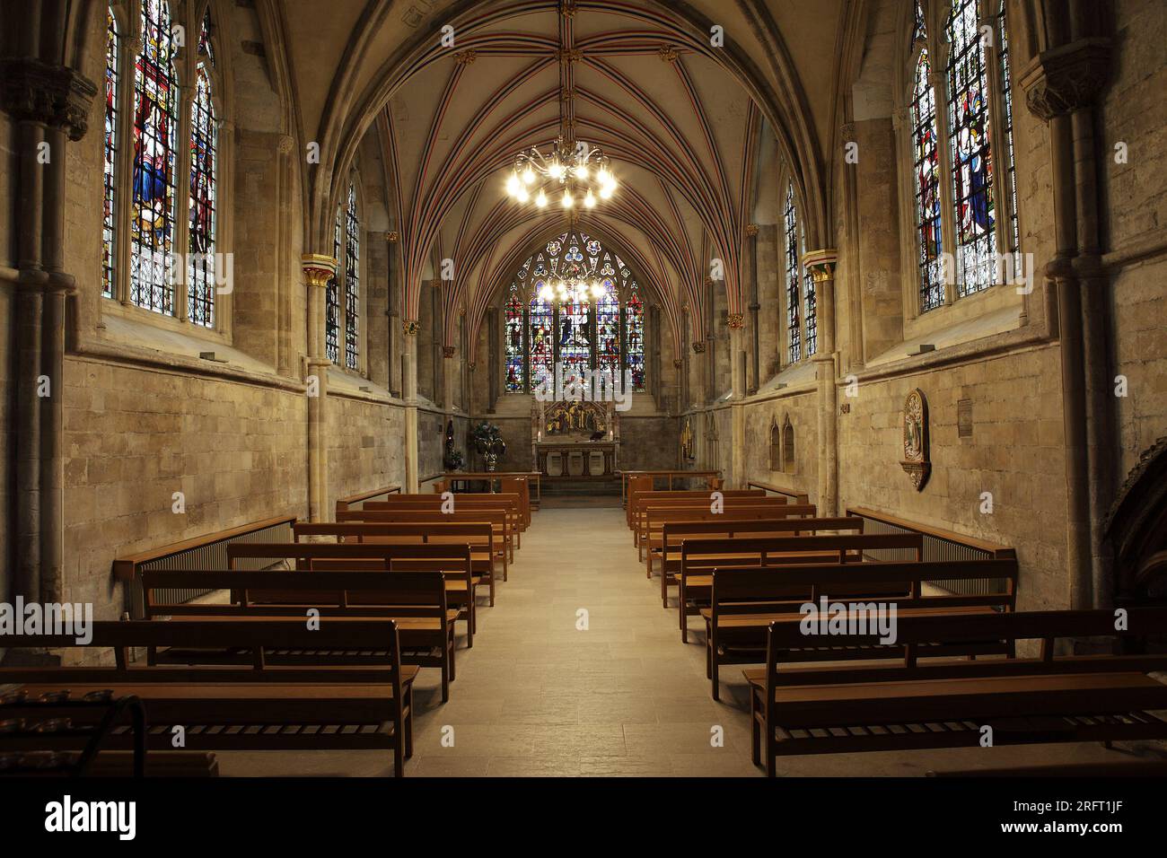 The Lady Chapel at Chichester Cathedral is situated at the easterly end of the Cathedral. Stock Photo