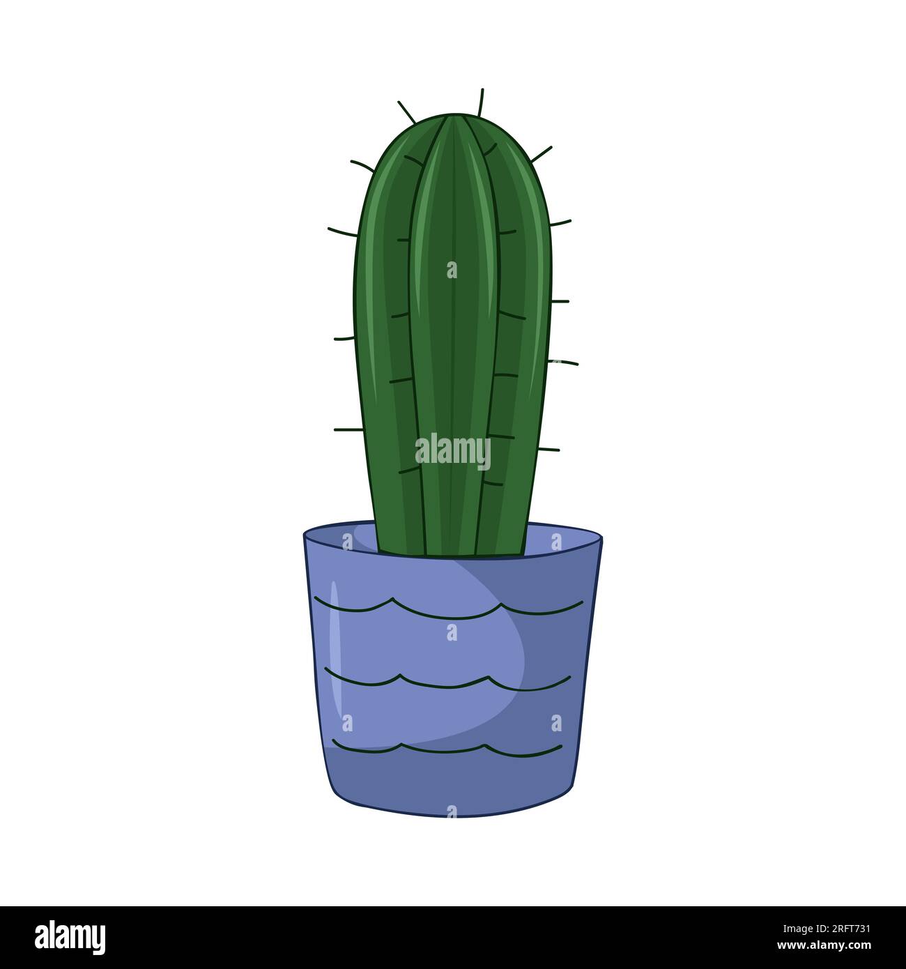 Home plant cactus in pot on a white background vector illustration ...