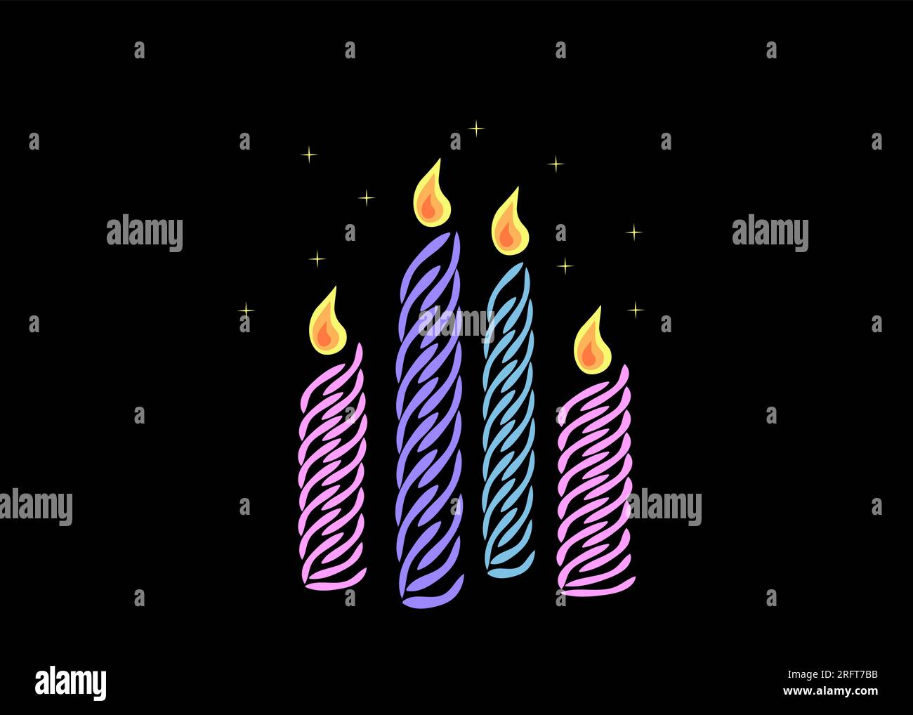 Vector illustration of scented spiral wax candles on a black background