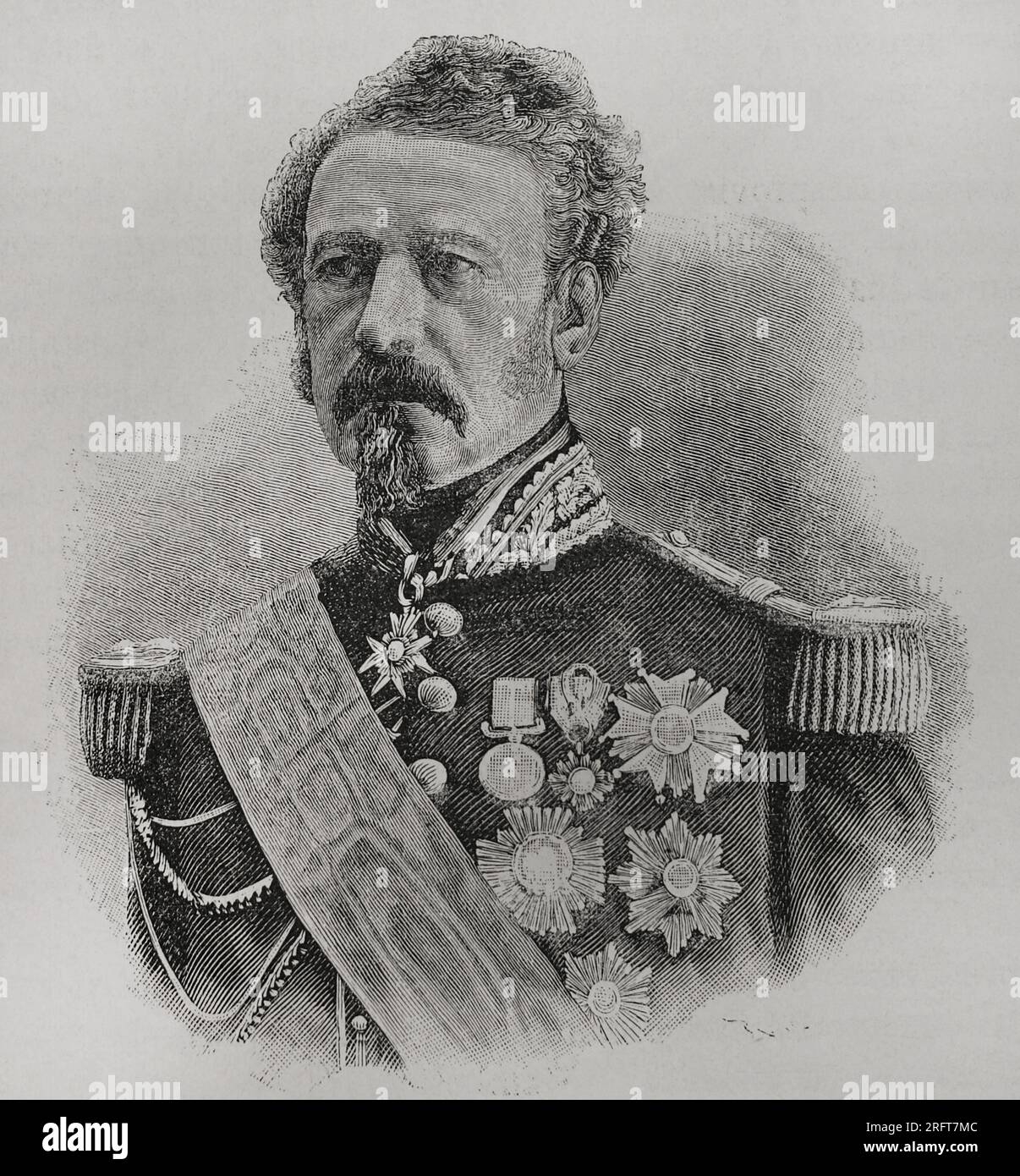 Adolphe Niel (1802-1869). French military officer and statesman. Marshal of France and minister of War. Portrait. Engraving. 'Historia de la Guerra Franco-Alemana de 1870-1871'. Published in Barcelona, 1791. Stock Photo