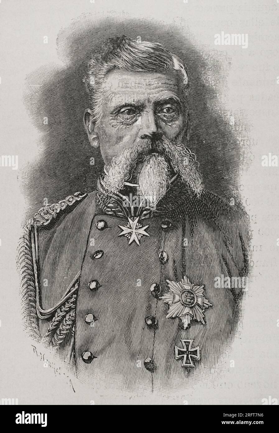 Ludwig von der Tann (18151881). Bavarian general. Portrait. Engraving