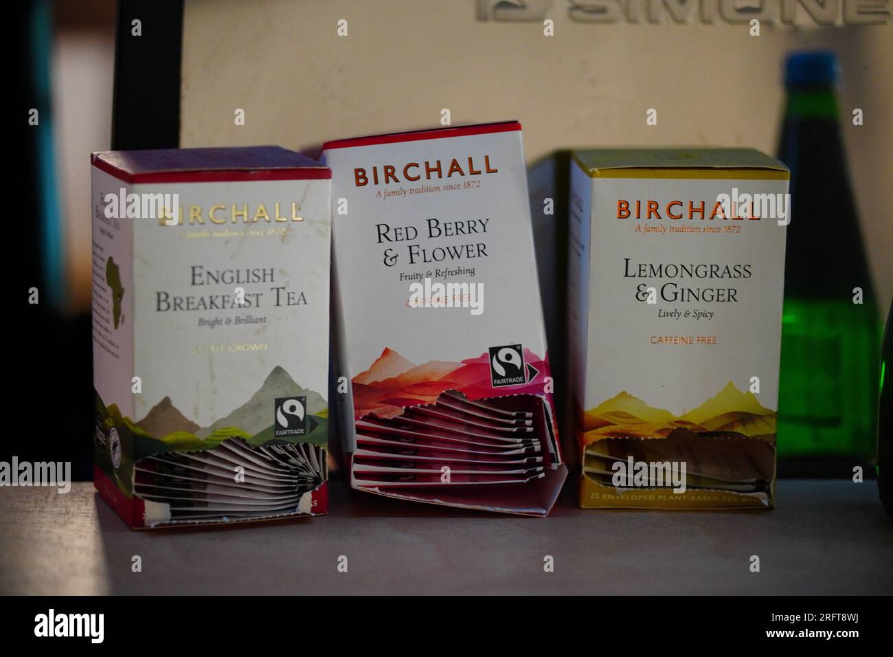 Three boxes of Birchall tea varieties including English Breakfast, Red ...