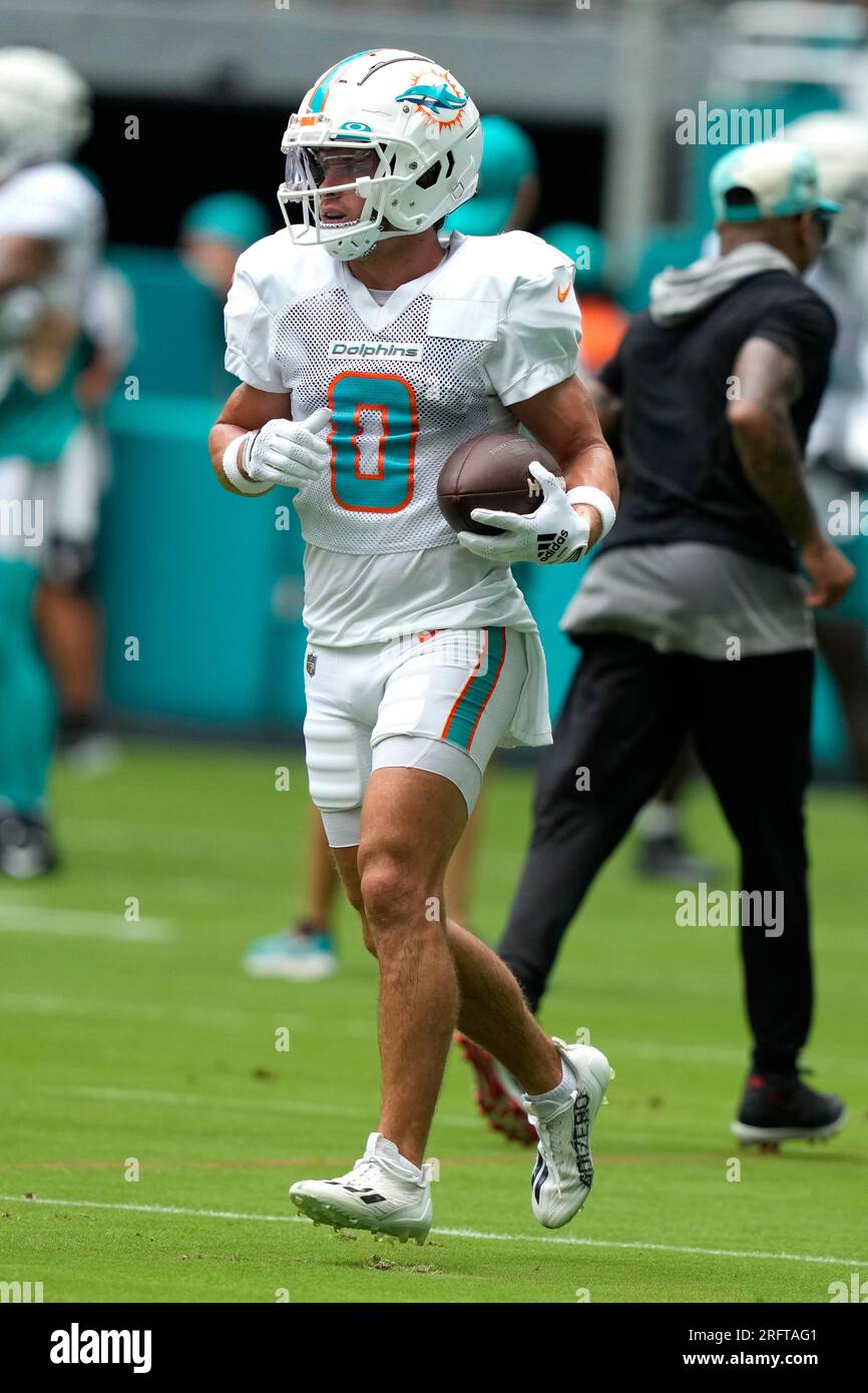 Miami Dolphins wide receiver Braxton Berrios (0) prior to an NFL preseason  football game against the Houston Texans Saturday, Aug. 19, 2023, in  Houston. (AP Photo/Eric Gay Stock Photo - Alamy