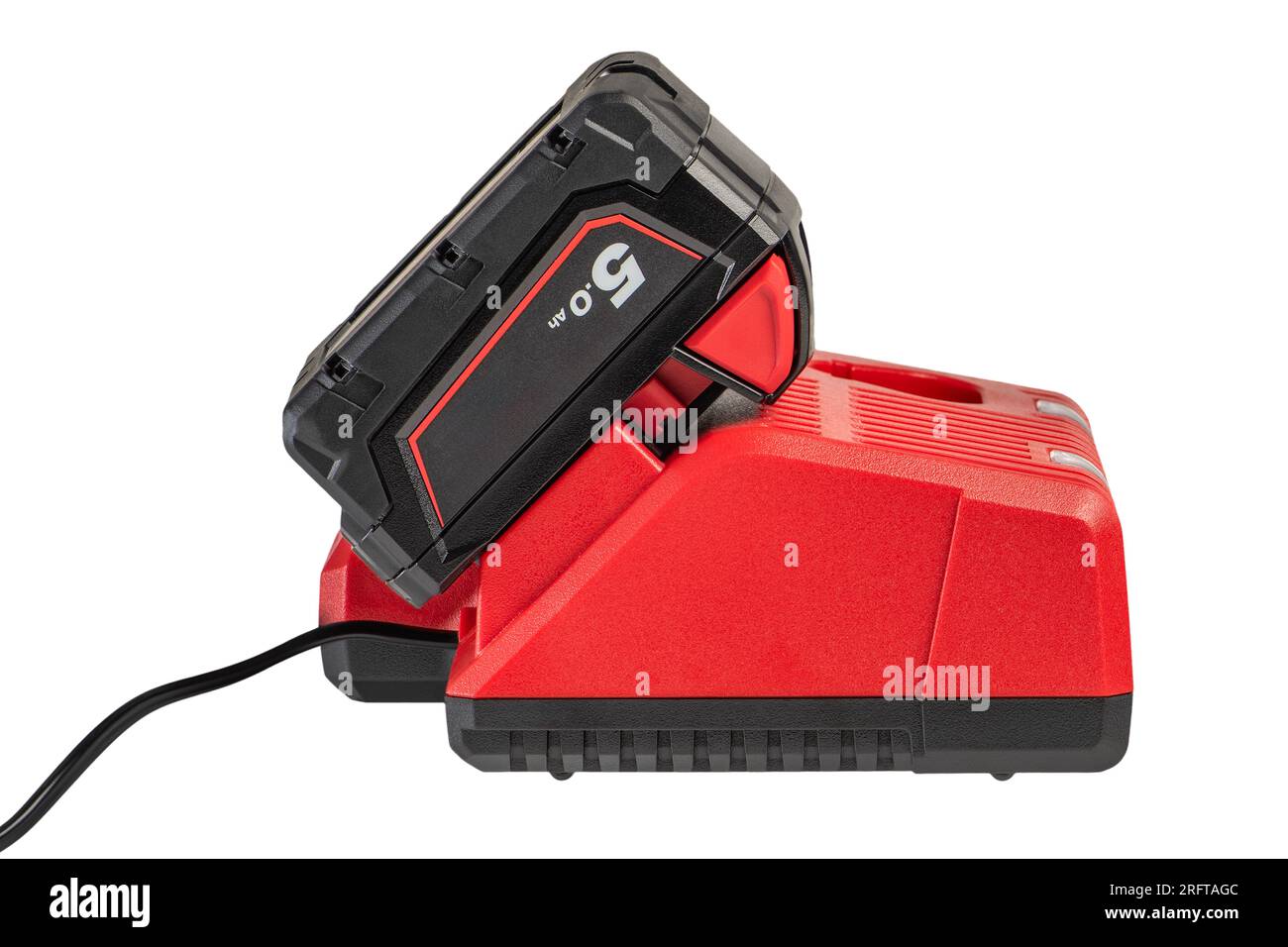 The process of charging a lithium battery from a cordless construction tool. The battery from