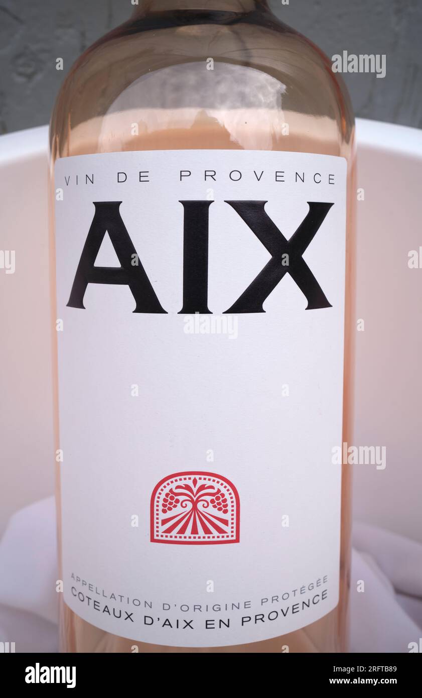 A Bottle of AIX Wine in Aix en Provence France Stock Photo