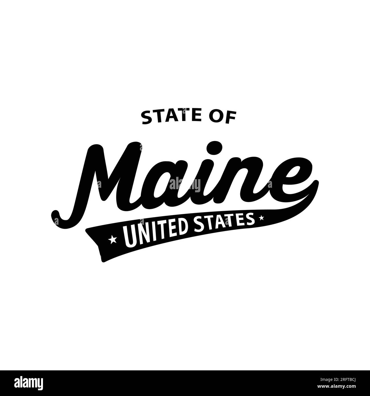 State of Maine lettering design. Maine, United States, typography