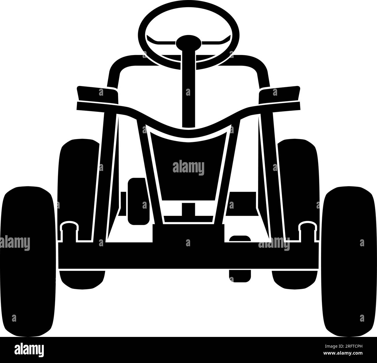 Pedal cars for competitions for children and young people, front view, silhouette, vector illustration Stock Vector