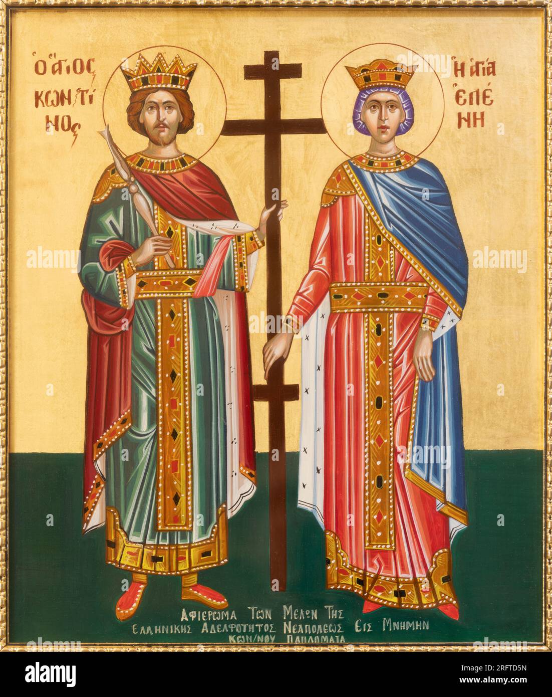 NAPLES, ITALY - APRIL 24, 2023: The orthodox icon of  St. Constantine and St. Helen in the church Chiesa di San Pietro Martire by unknown artist. Stock Photo