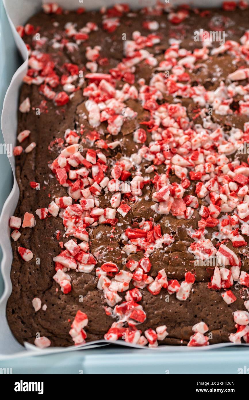 Peppermint brownies from a box mix Stock Photo Alamy