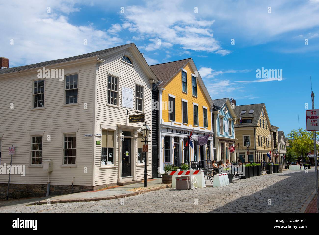 Historic commercial buildings on Water Street in New Bedford Whaling
