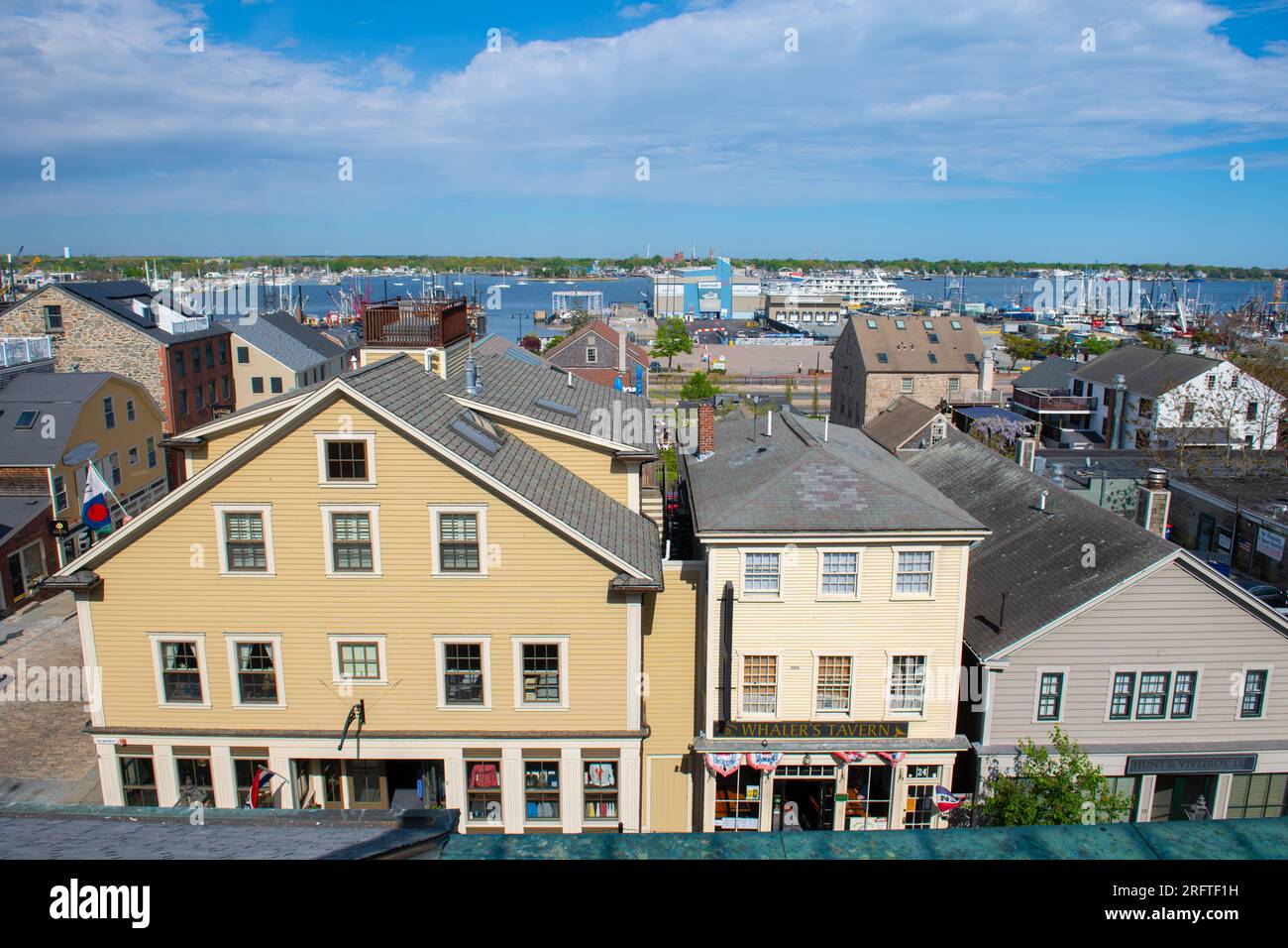 Historic commercial buildings on Water Street in New Bedford Whaling