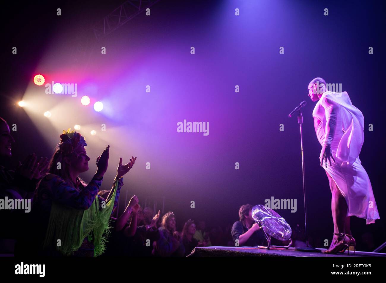 Wilderness Festival, Charlbury, UK. 5th Aug, 2023. Performers in The House of the Sublime on Saturday night of the four day festival that celebrates art, culture and music. Credit: Andrew Walmsley/Alamy Live News Stock Photo