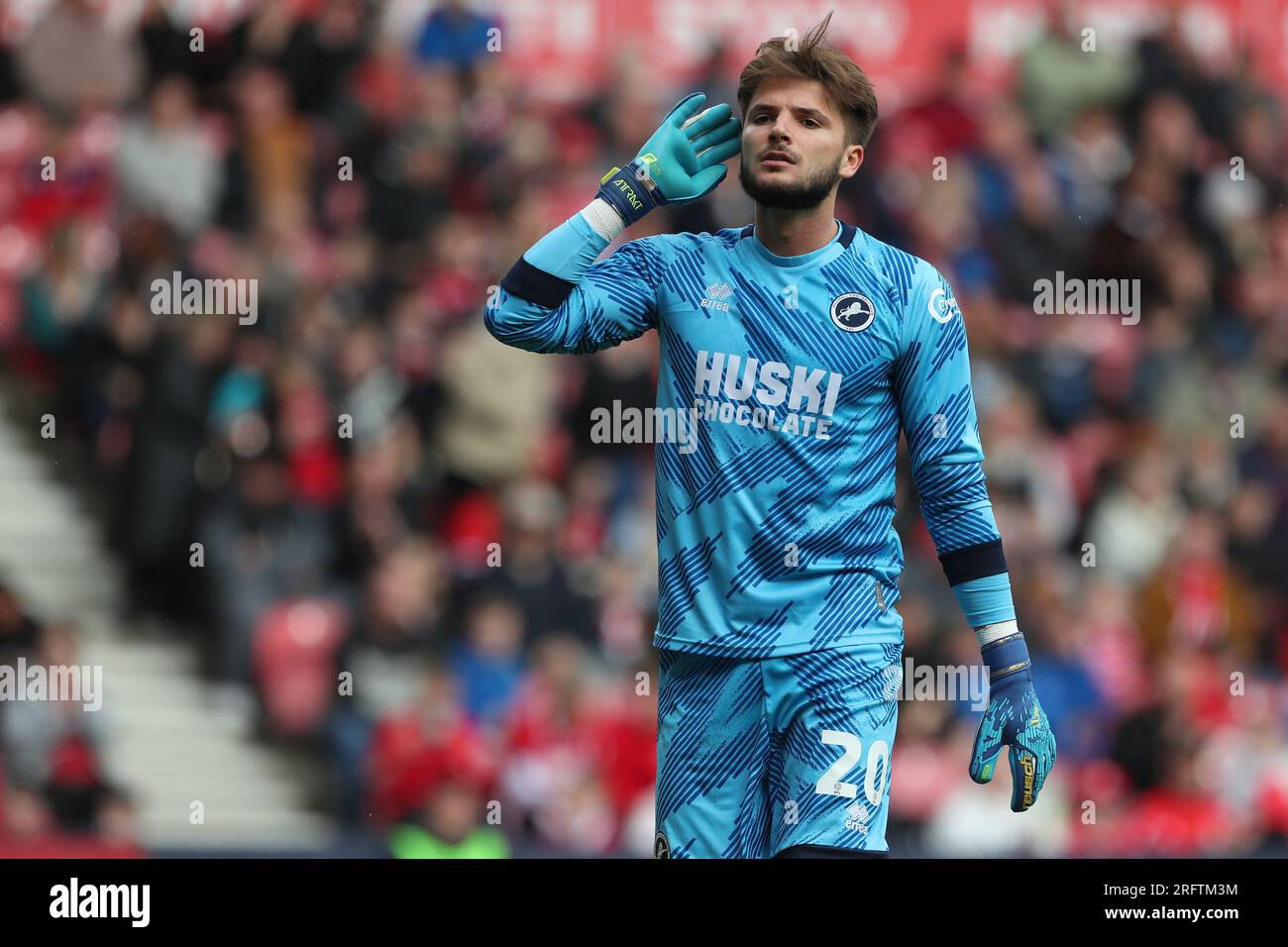 Millwall's Matija Sarkic during the Sky Bet Championship match between Middlesbrough and Millwall at the Riverside Stadium, Middlesbrough on Saturday 5th August 2023. (Photo: Mark Fletcher | MI News) Credit: MI News & Sport /Alamy Live News Stock Photo