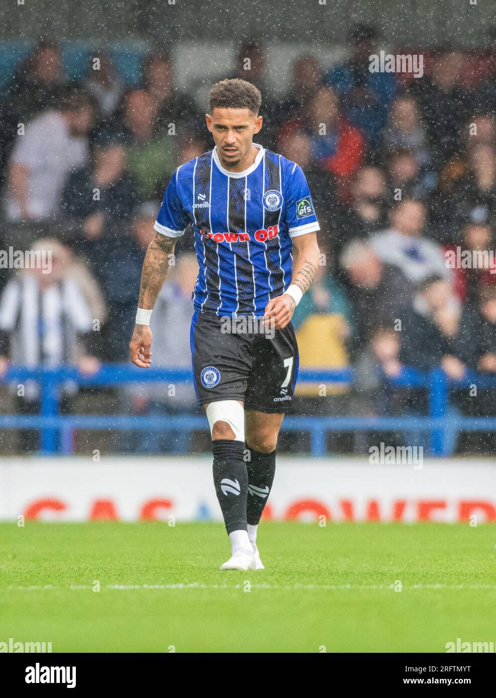 Rochdale, Greater Manchester, England, 5th August 2023. Rochdale’s Tyrese Sinclair during