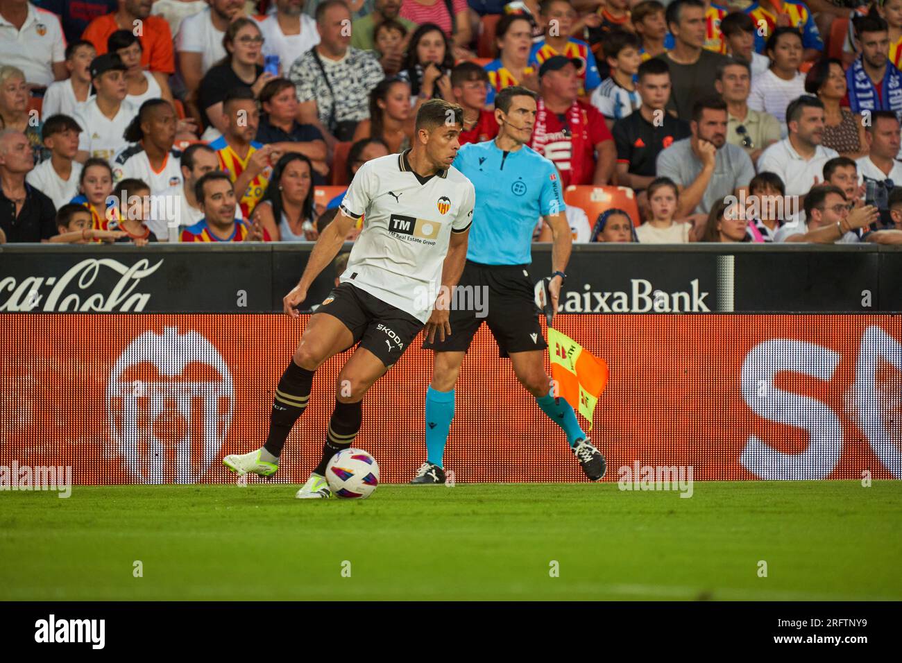 Gabriel Paulista of Valencia CF in action during the La Liga EA Sport Regular PRE Season on august 5, 2023 at Mestalla Stadium  (Valencia ,La Liga EA Stock Photo