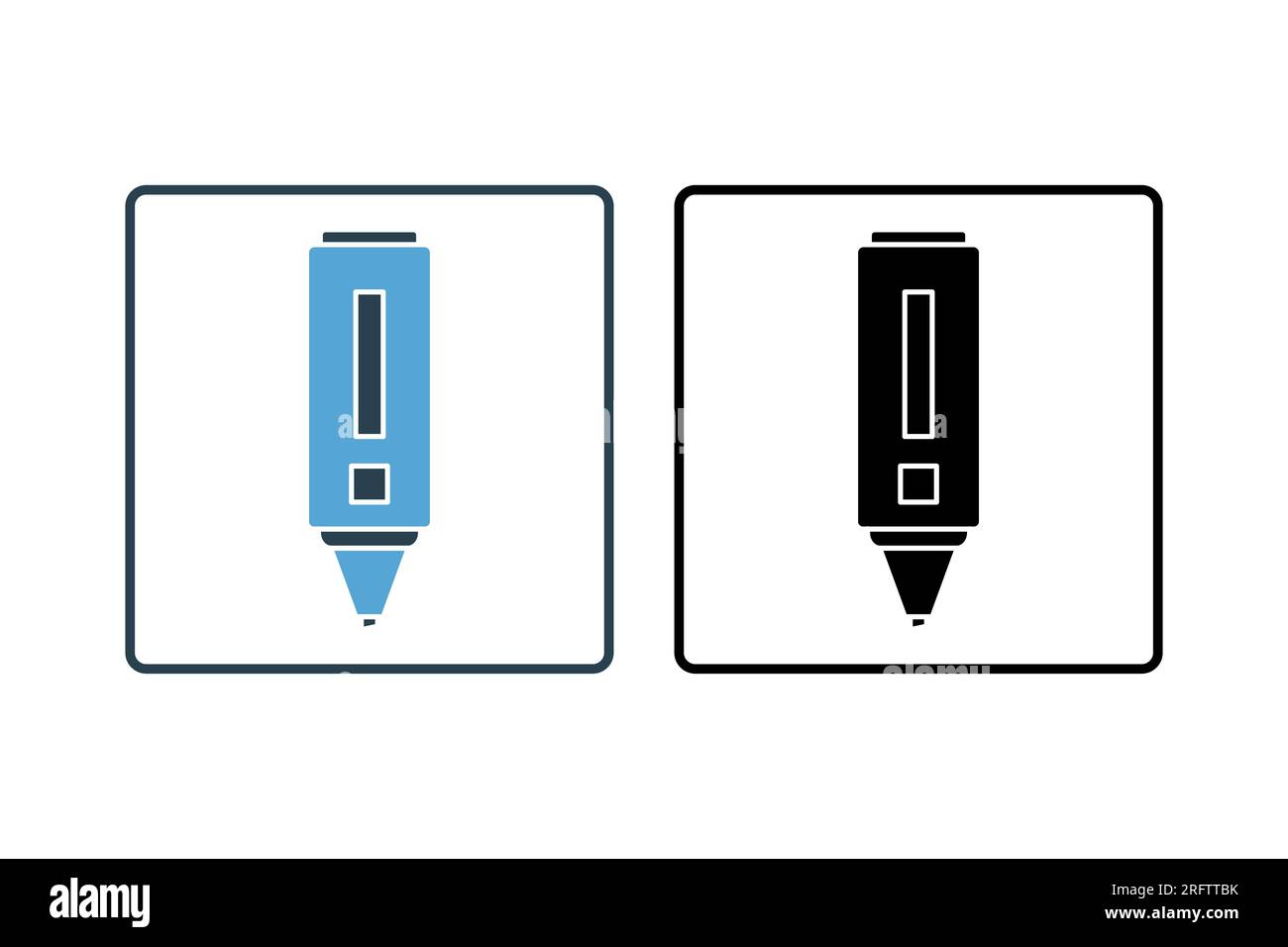 marker icon. Icon related to stationery. solid icon style. Simple vector design editable Stock Vector