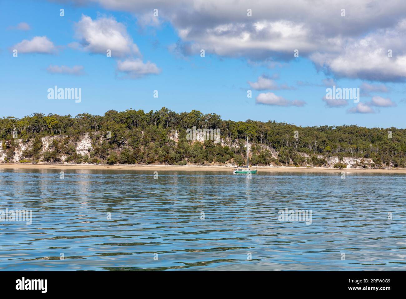 Fraser Island west coast view of the sand island from ferry boat