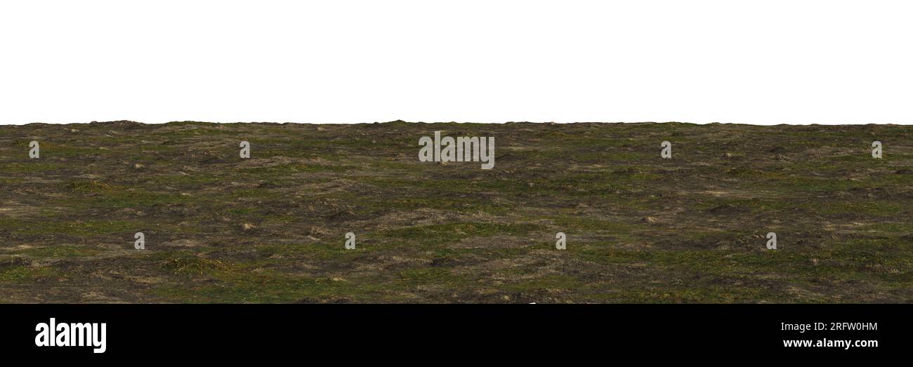 3d illustration of moss covered rock ground texture, ground material ...