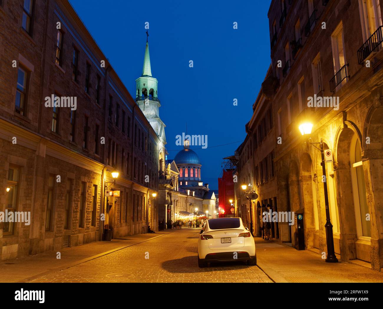 Saint-Paul east street in Old Montreal at night. Quebec,Canada. Stock Photo