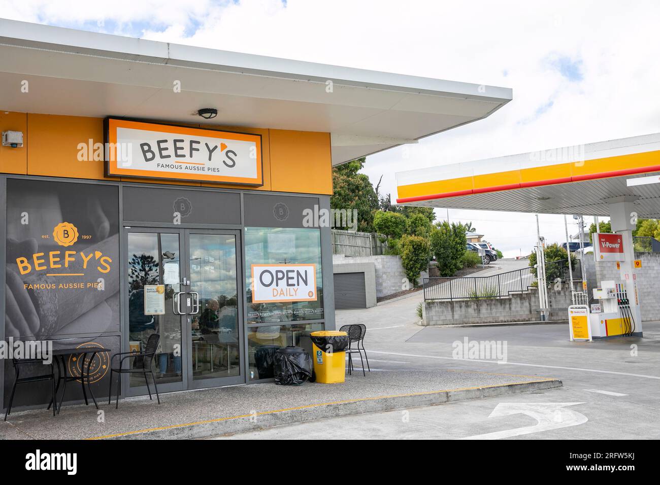 Beefys pie shop, australian pie shop Beefys in Gympie Queensland,Australia Stock Photo