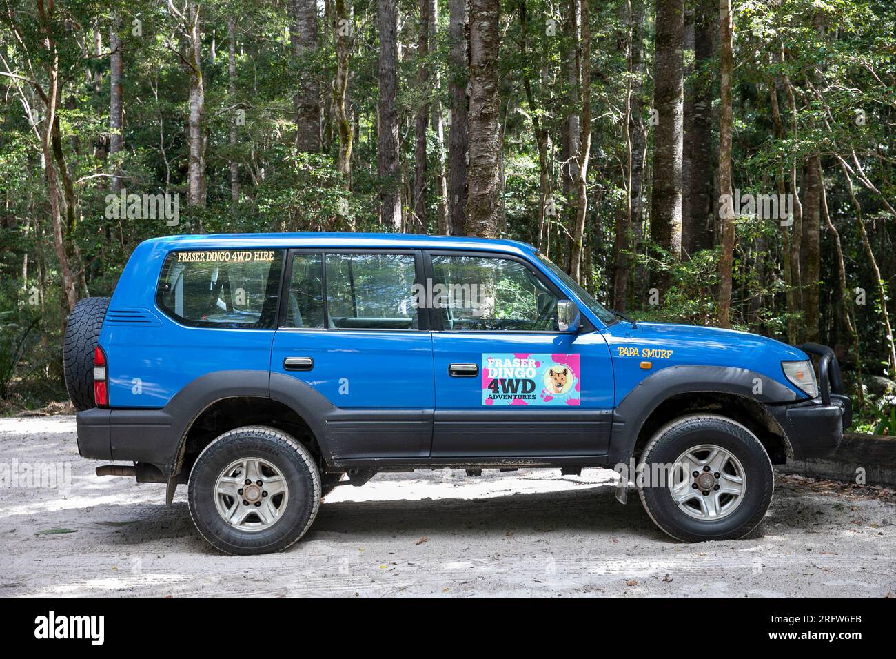 Fraser Island K'gari 4WD hire vehicle, four wheel drive vehicles can be hired on Fraser Island,Australia Stock Photo
