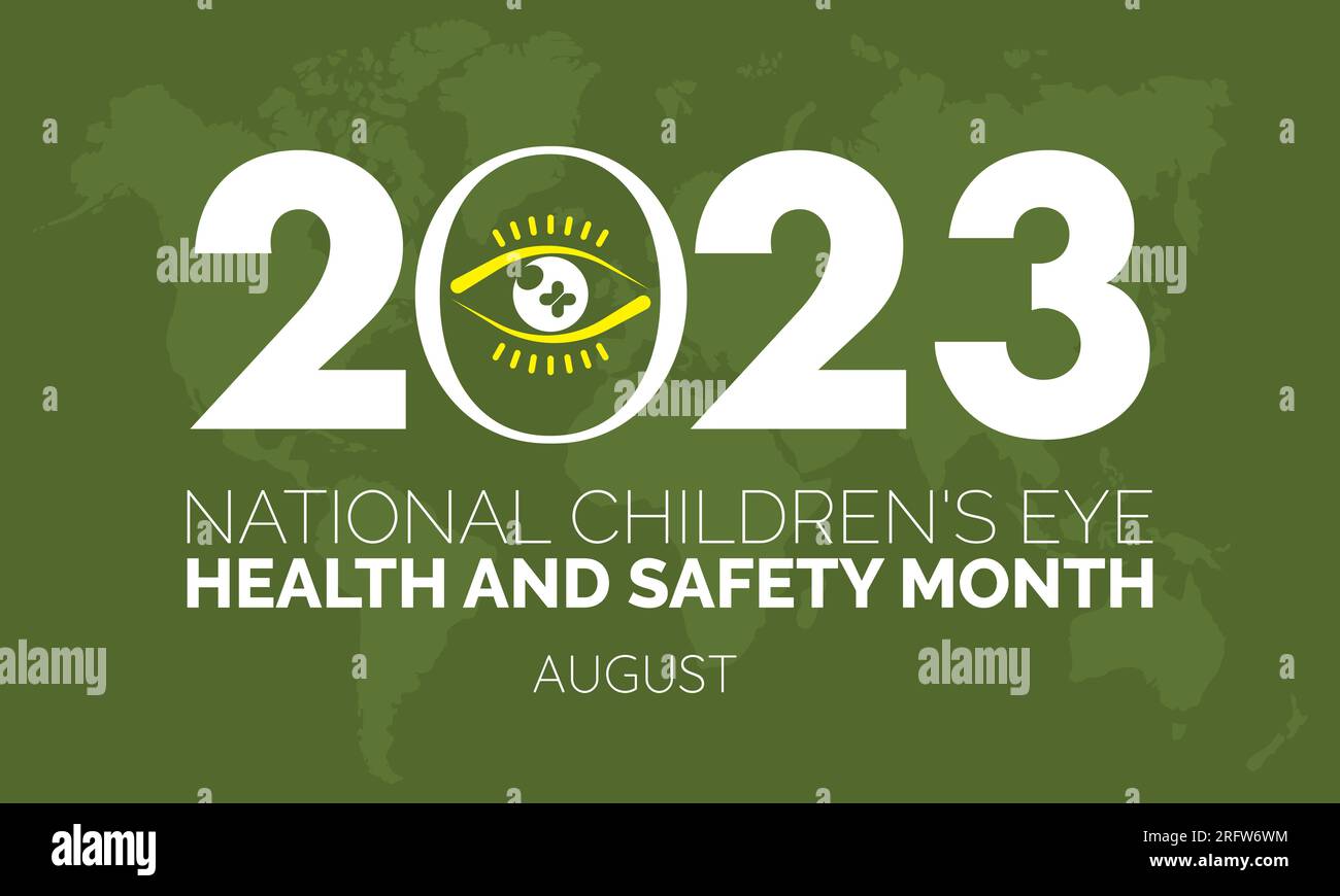 2023 Concept childrens eye health and safety Month vector design illustration. Eyesight concept