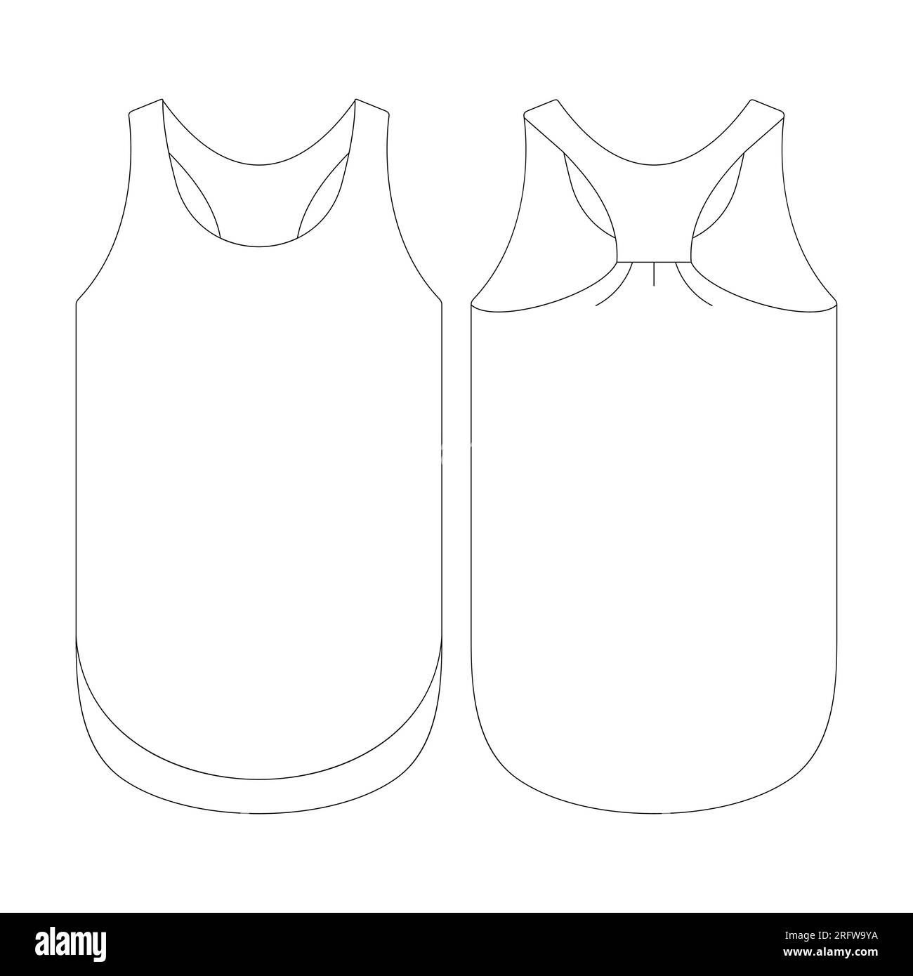 Template women tank top loose vector illustration flat design outline clothing collection Stock Vector