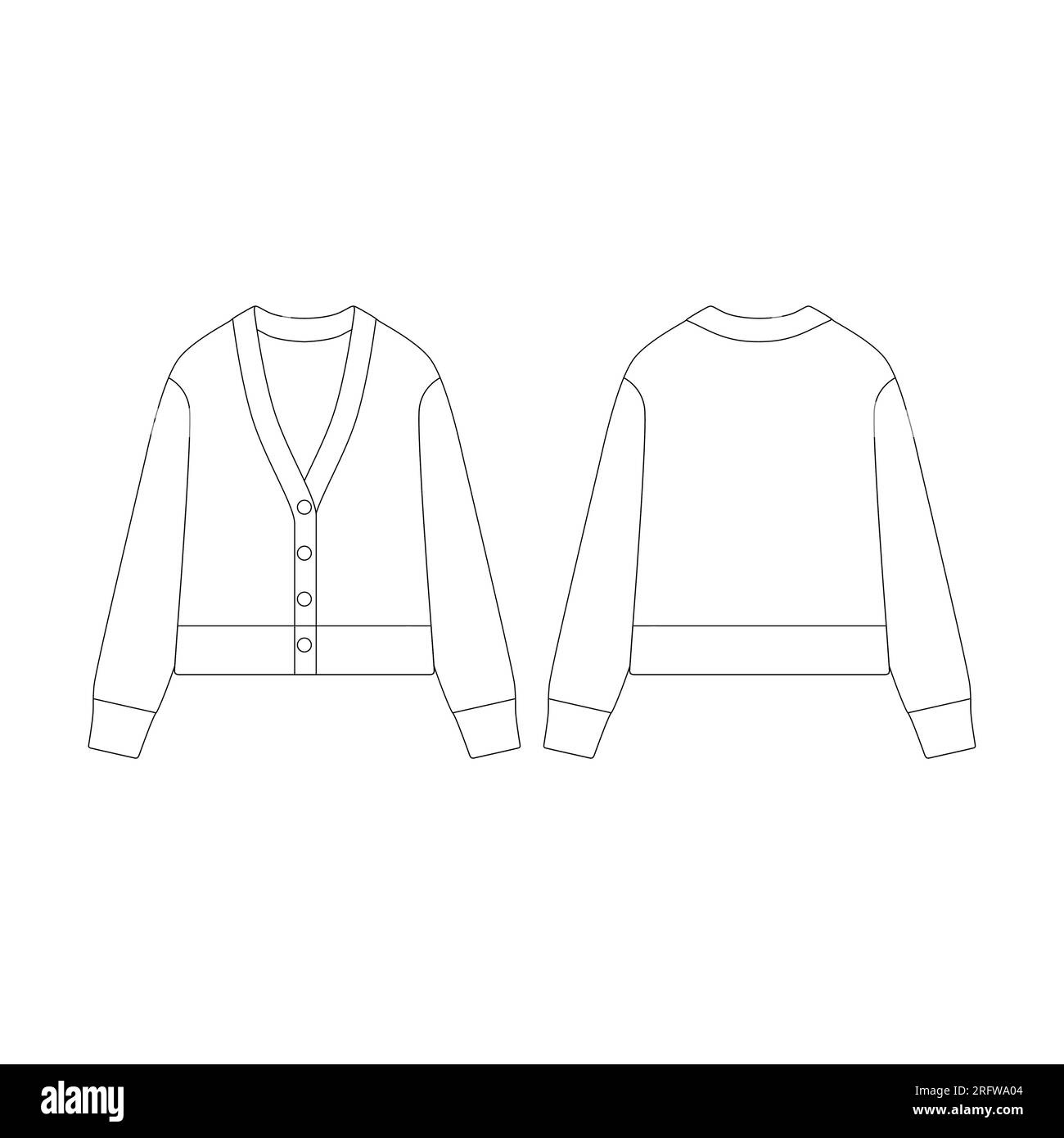 Template women cropped cardigan vector illustration flat design outline clothing collection outerwear Stock Vector