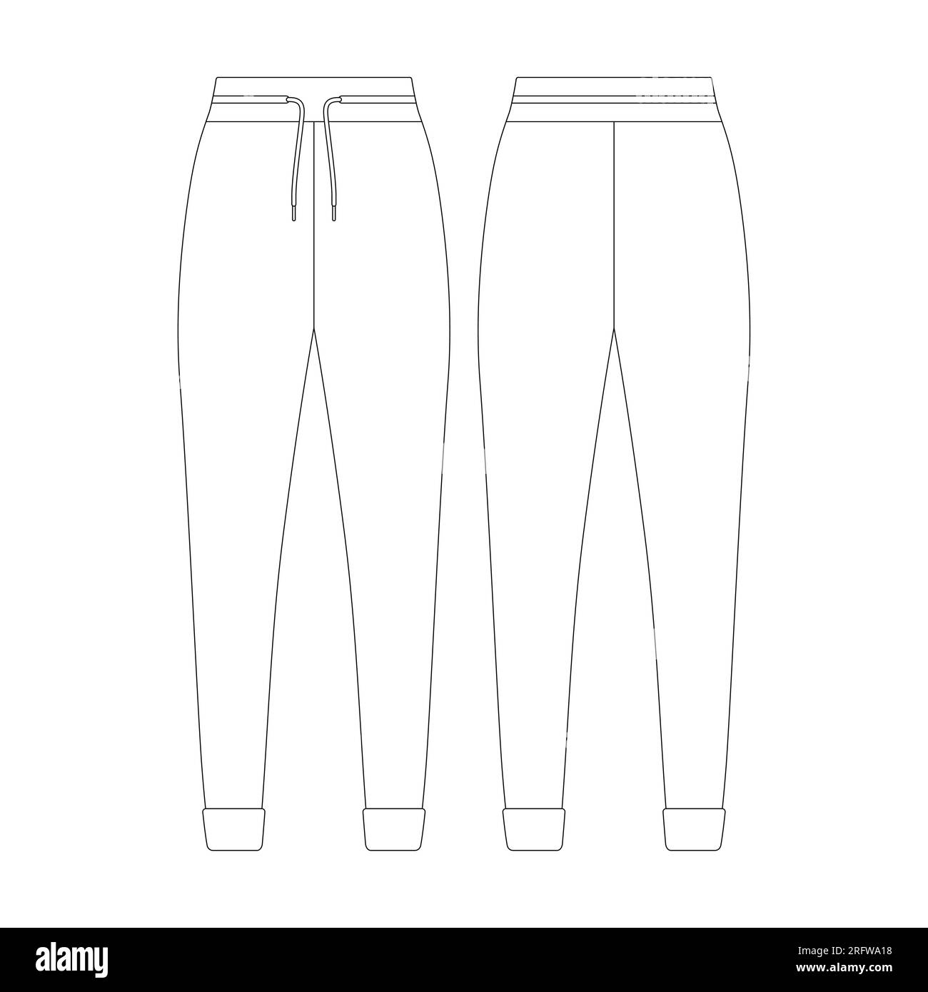 Template ribbed drawstring jogger pants vector illustration flat design ...