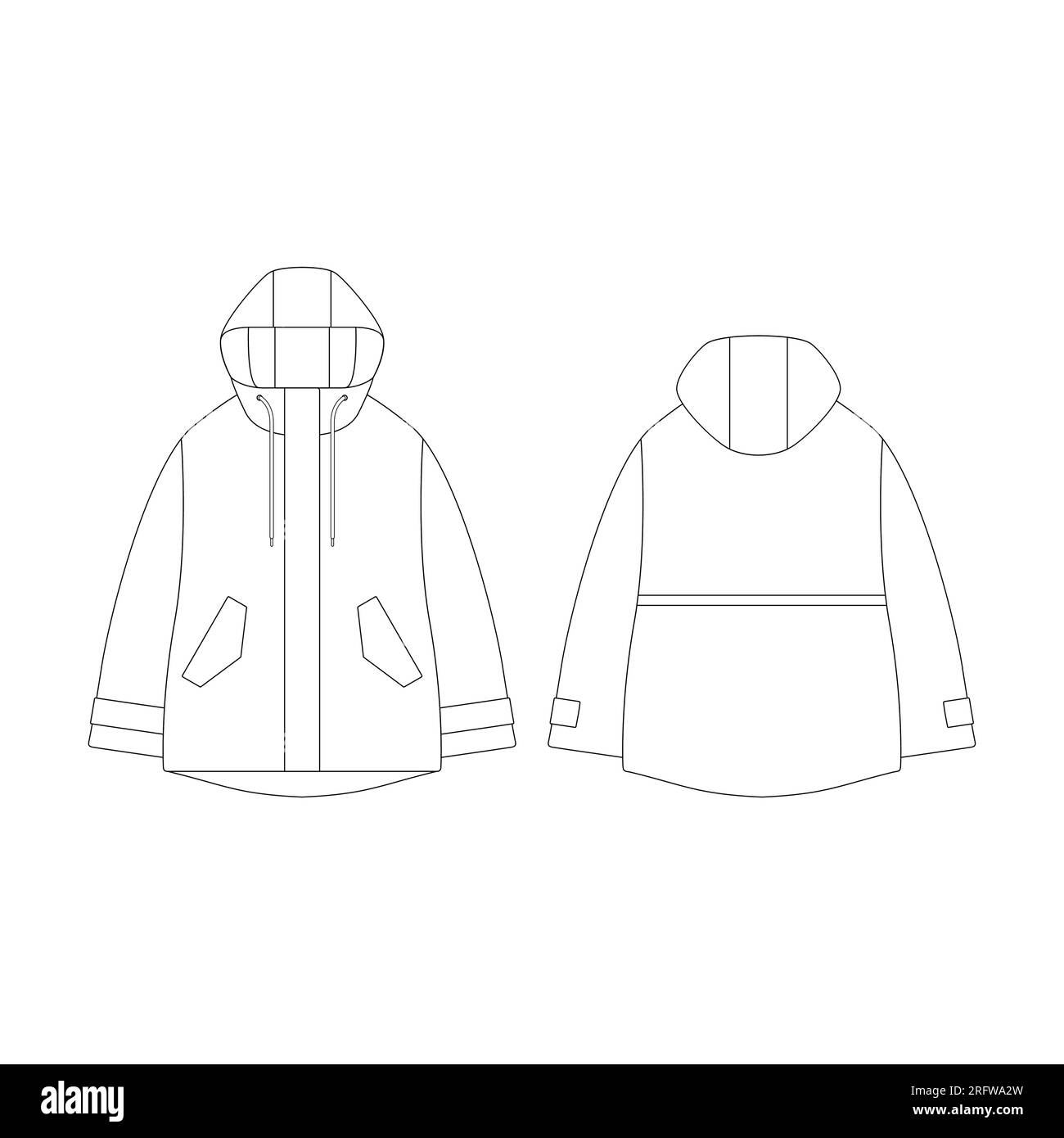 Template women blend parka vector illustration flat design outline ...