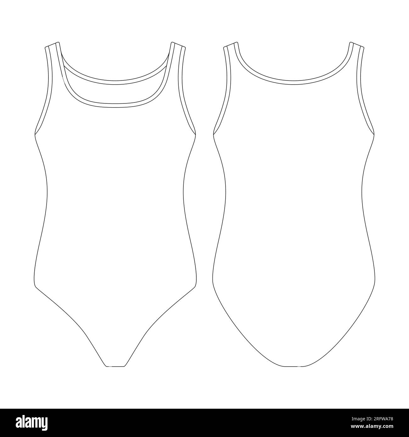 Template tank top bodysuit vector illustration flat design outline clothing collection Stock Vector