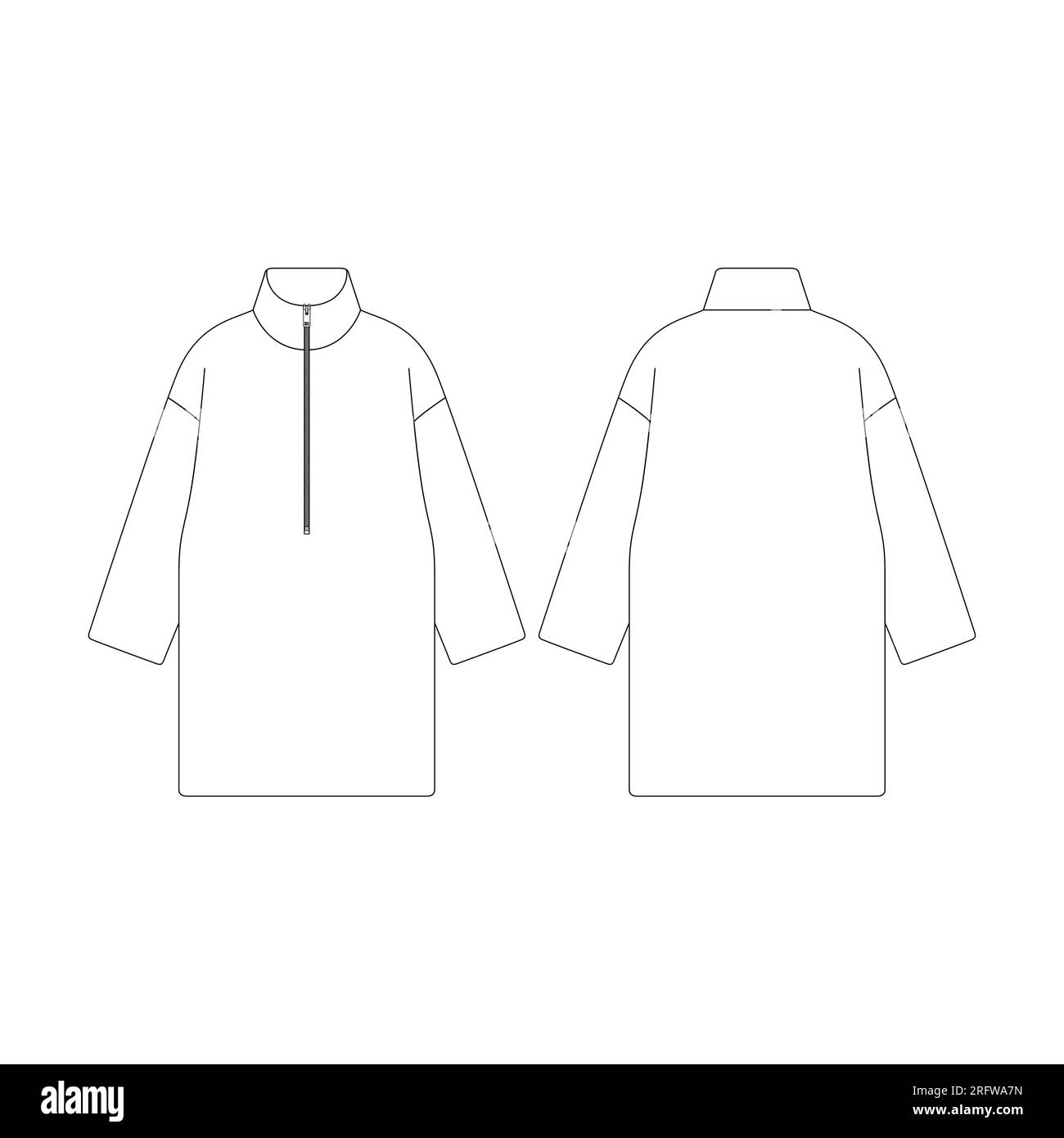 Template wool half zip dress vector illustration flat design outline