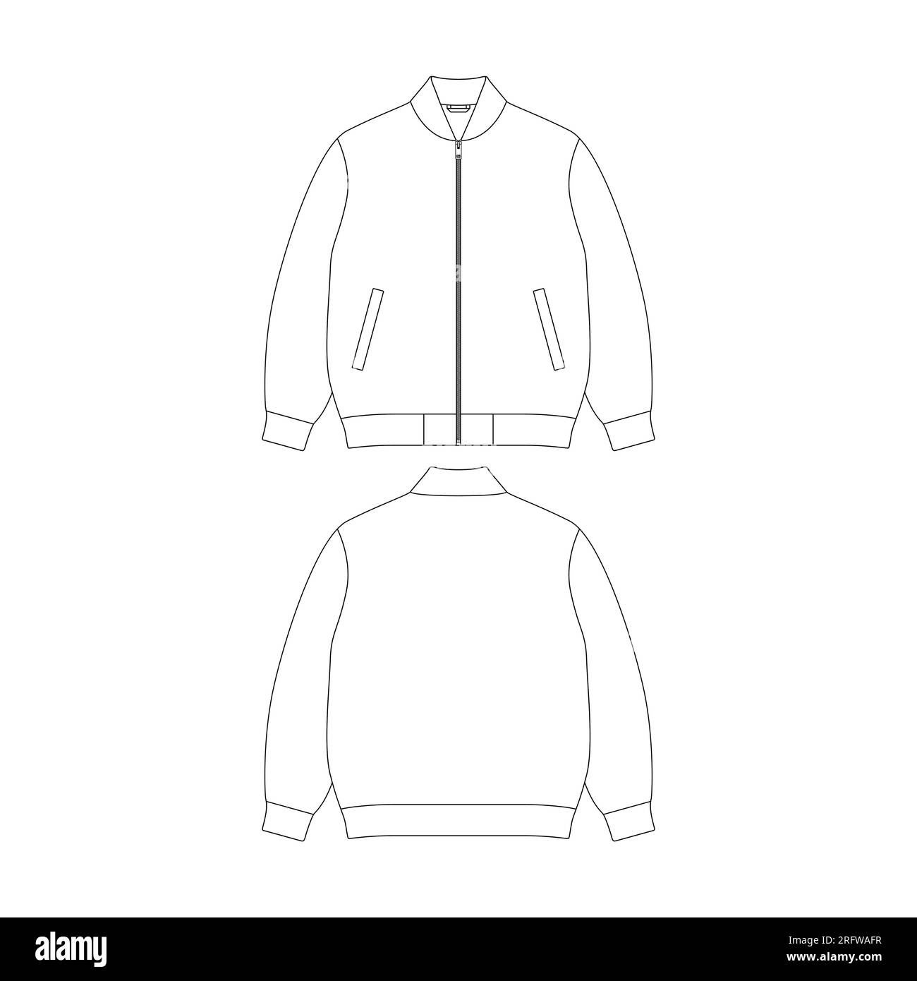 Technical sketch of the varsity jacket design template Front and back  sketch mock up of bomber jackets A classic college or baseball jacket on a  white background Stock Vector  Adobe Stock