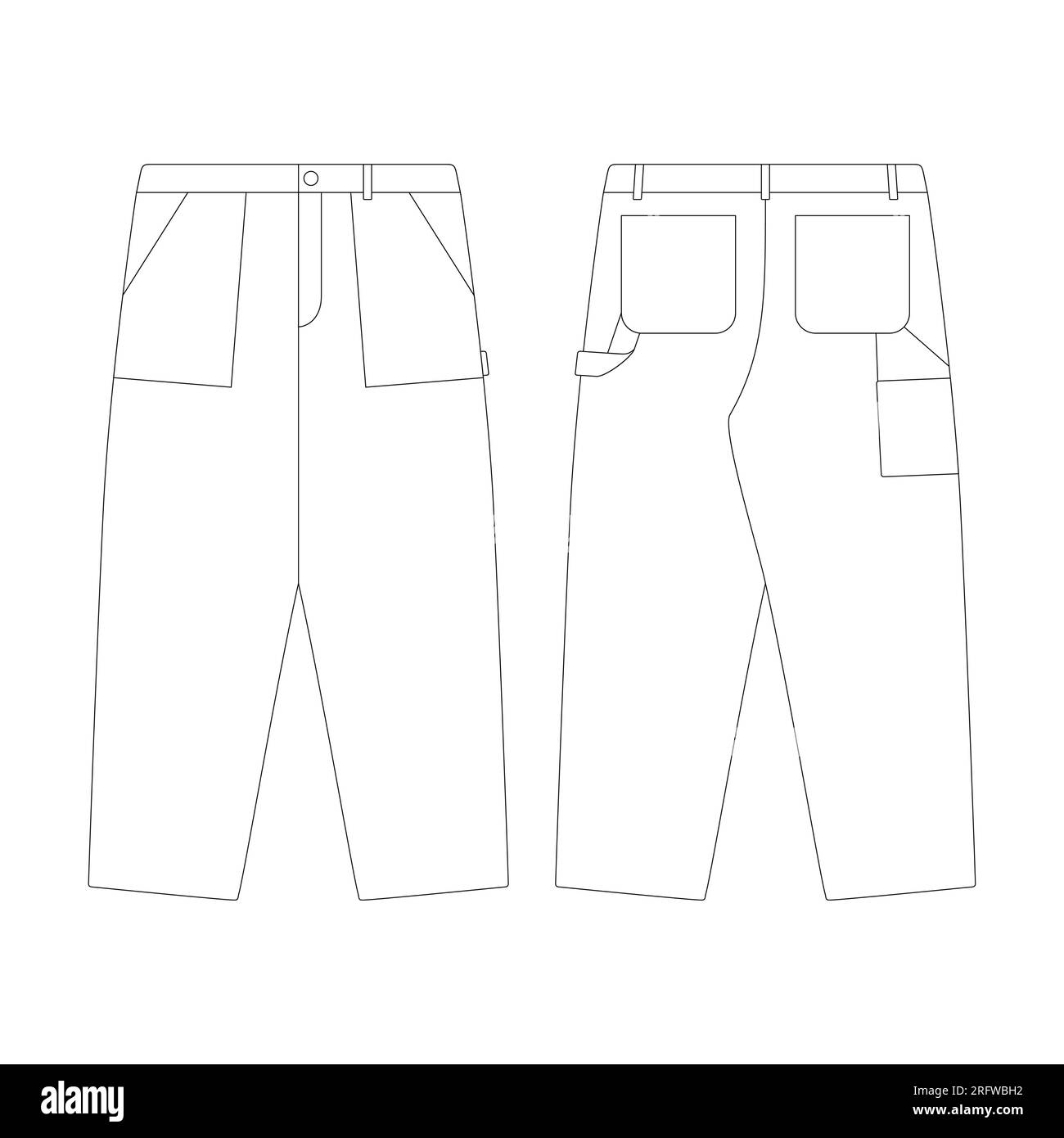 template baggy fit carpenter pants vector illustration flat design ...