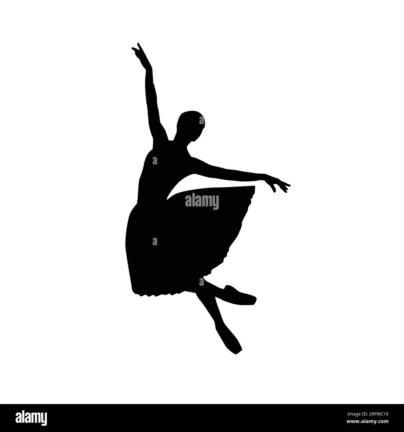 Ballerina woman silhouette vector illustration black and white Stock Vector