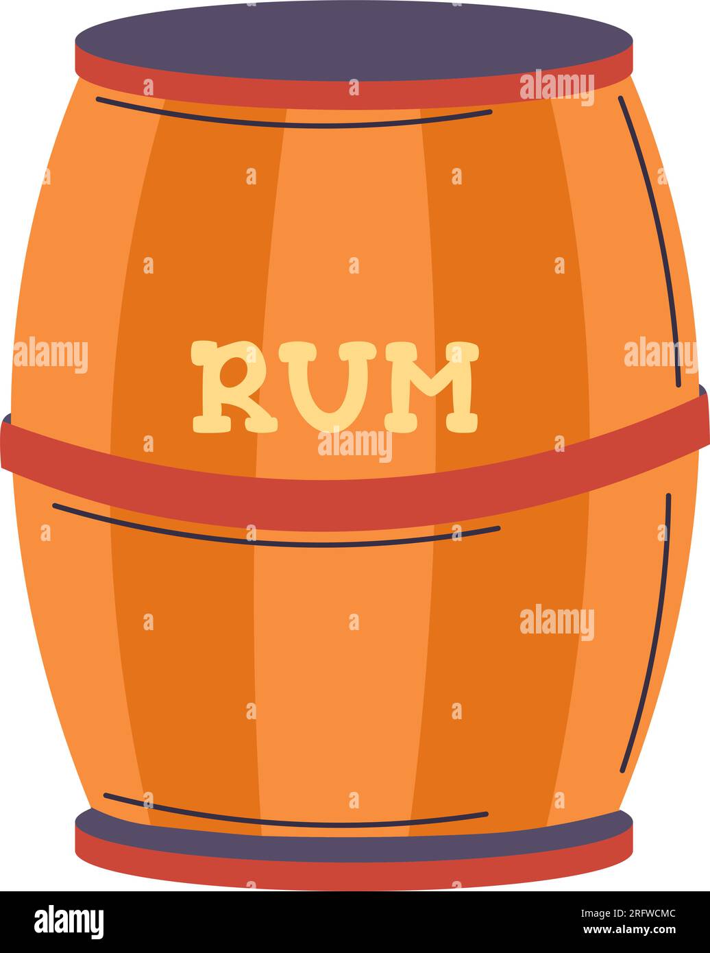 Rum alcoholic beverage preserved in wooden barrel Stock Vector Image