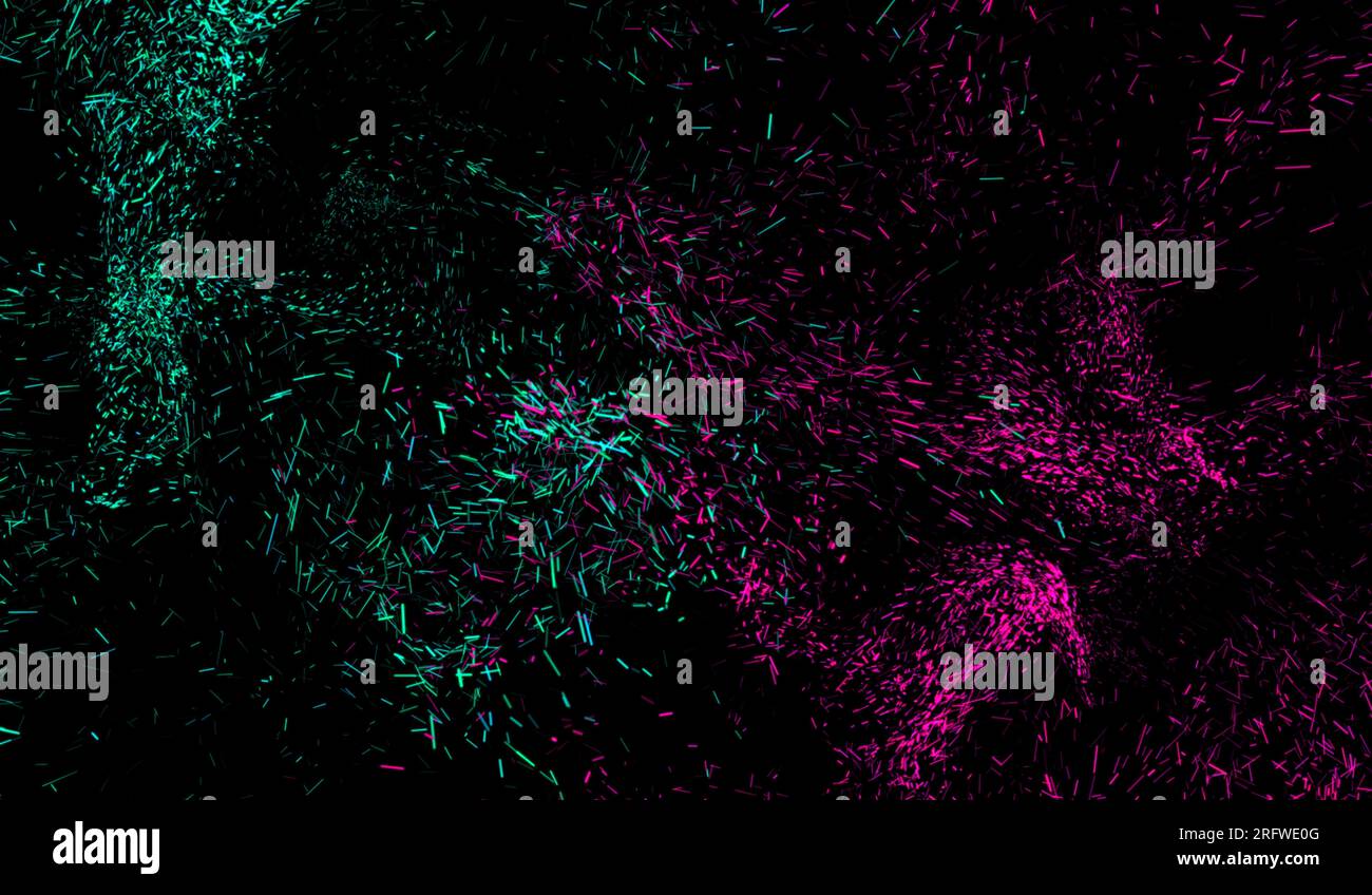 3D abstract digital technology particles fragmentation and mixing of ...