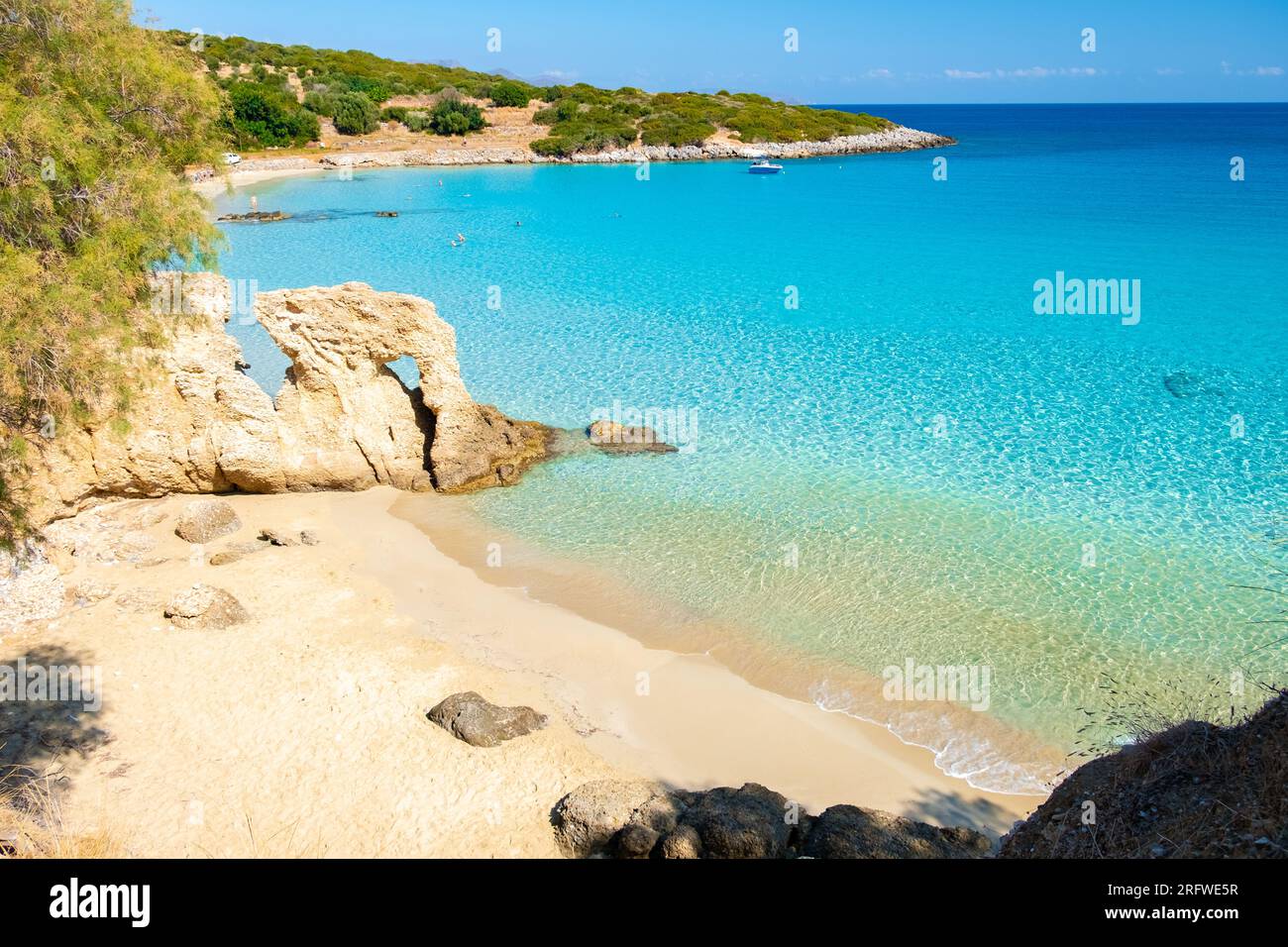 Voulisma Beach Istron Crete Greece, the most beautiful beaches of Crete  island Istron Bay near Agios Nikolaos Stock Photo - Alamy