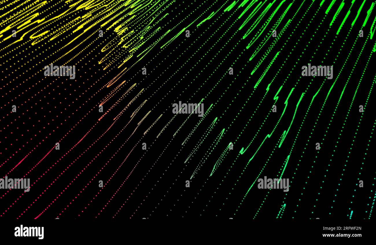 3D abstract digital technology multicolored light particles network on ...