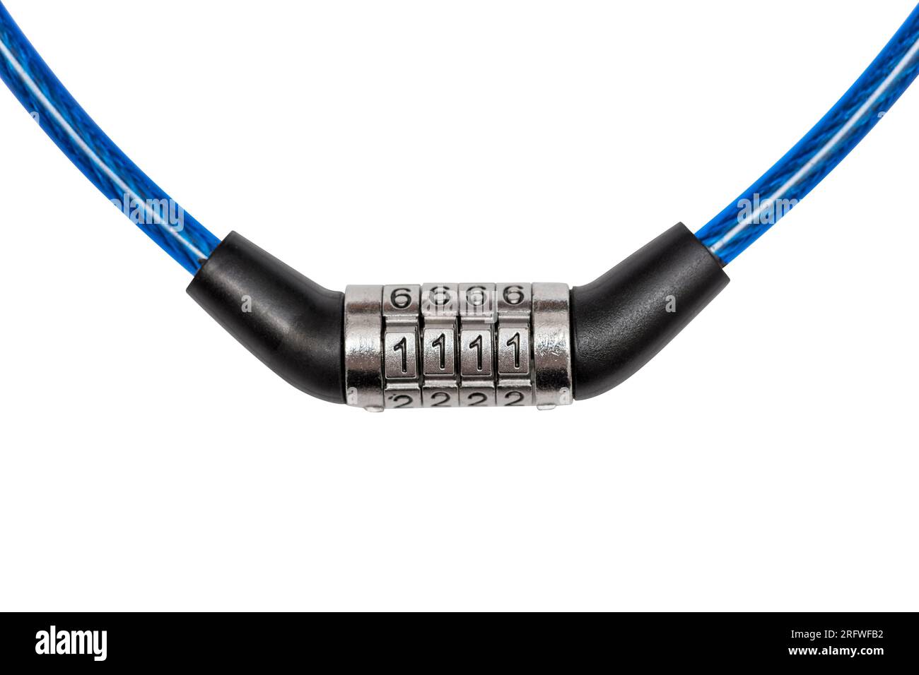 Bicycle combination lock close up on white background. Stock Photo