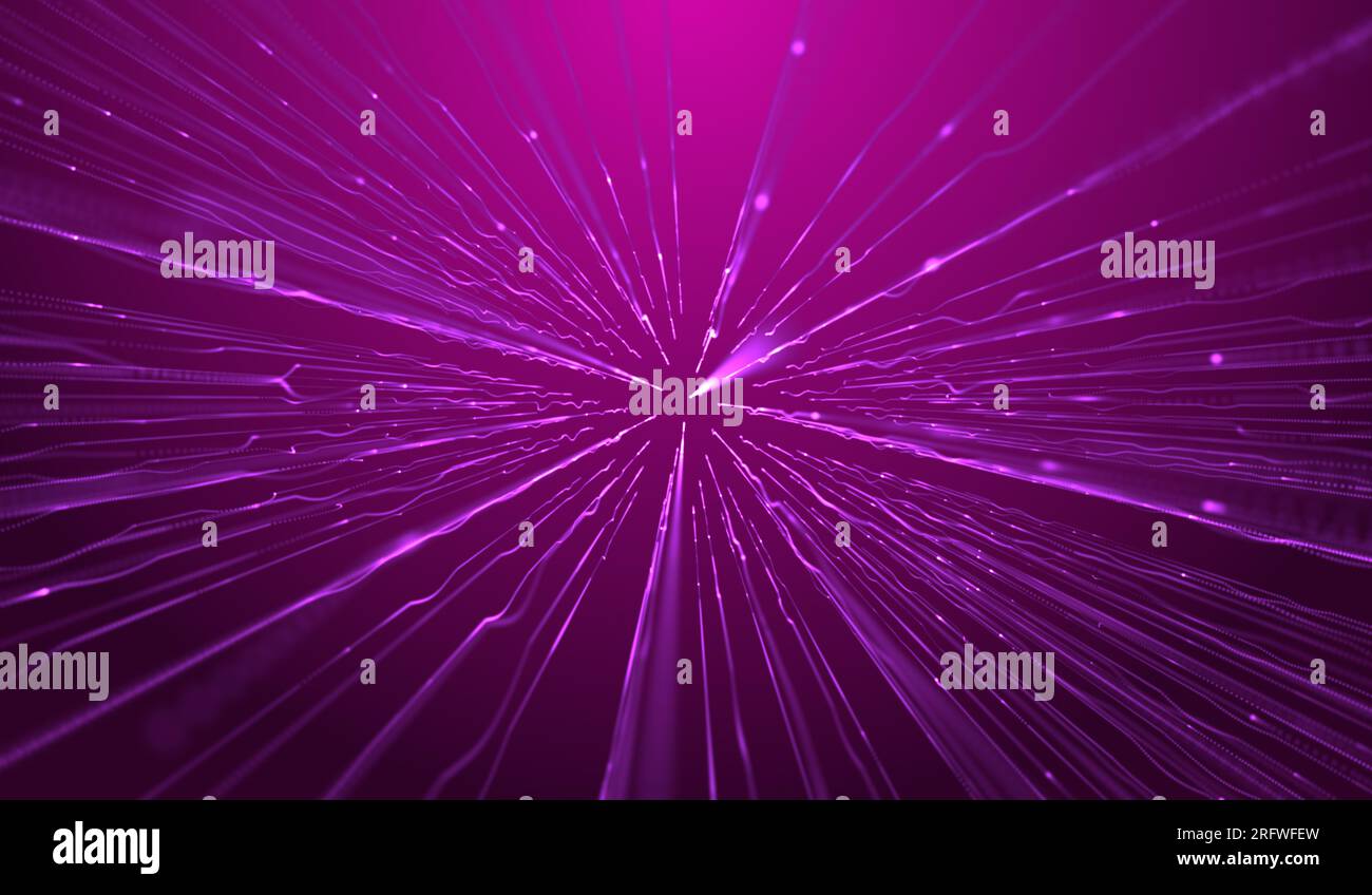 3D abstract digital technology pink light particles network on pink ...