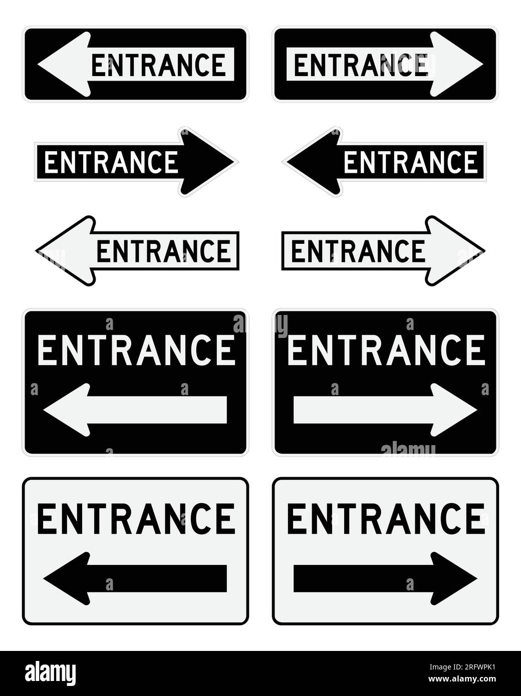 Entrance Left And Right Signs. Traffic Signs. Vector Illustration. Stock Vector