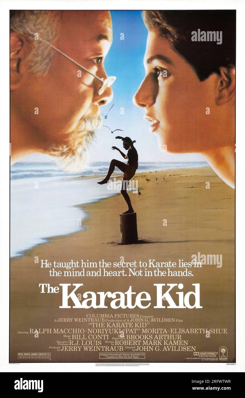 The Karate Kid poster  Ralph Macchio & Pat Morita Stock Photo
