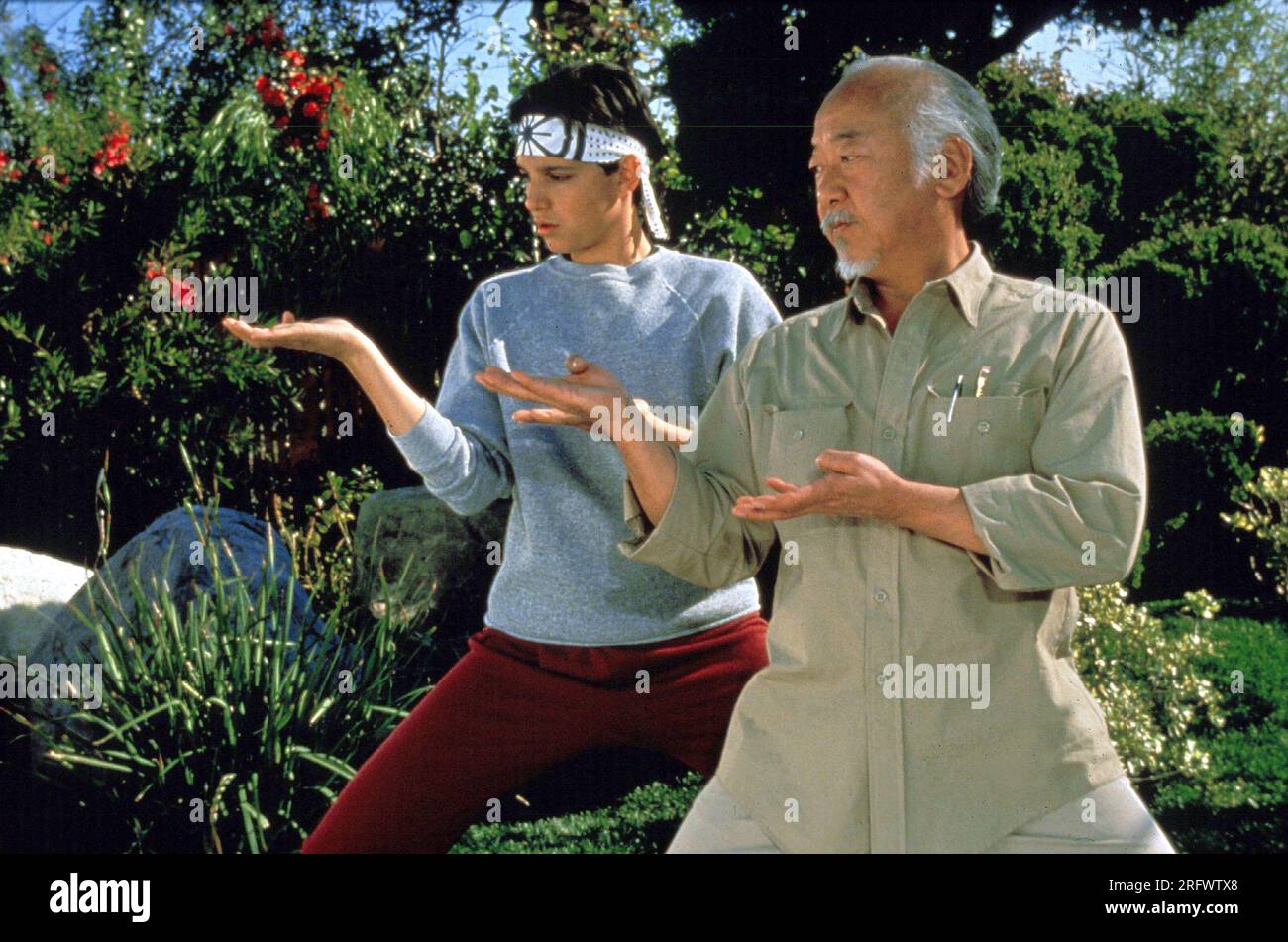 The Karate Kid  Ralph Macchio & Pat Morita Stock Photo
