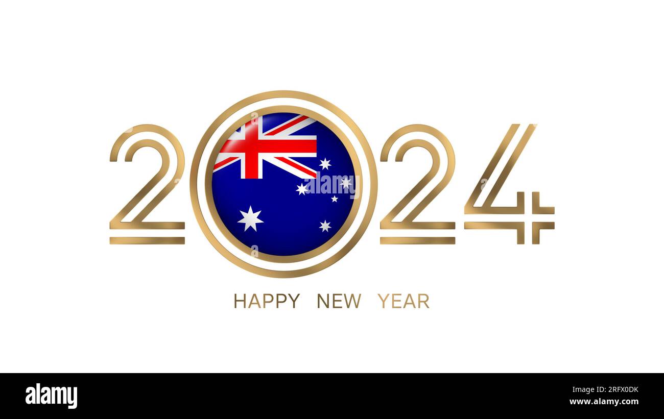 Happy New Year 2025 Australia with Australian Flag Stock Photo Alamy