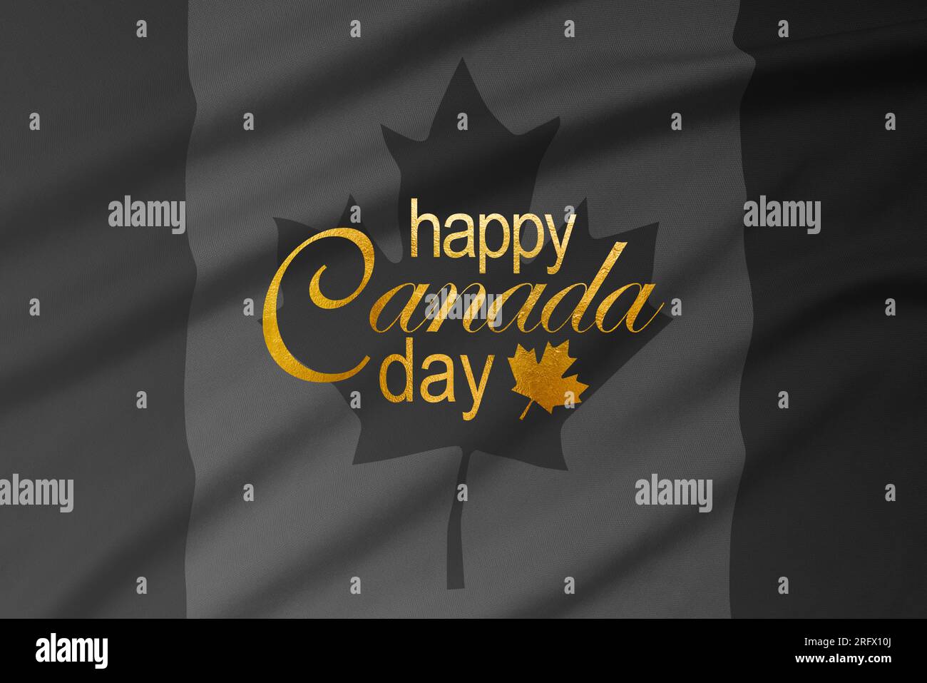 Happy Canada Day calligraphy lettering with red maple leaf and a Flag ...